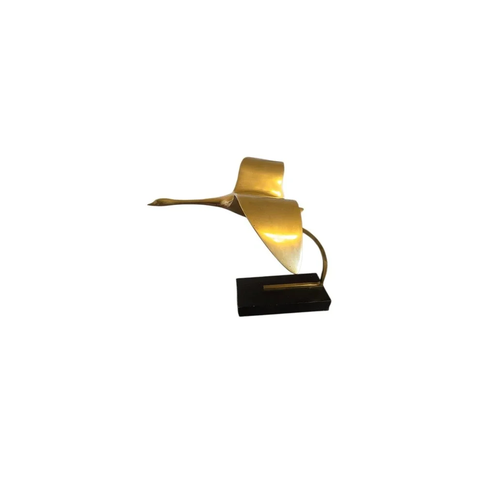 Vintage MCM Solid Brass Bird Flying Figurine 12.5